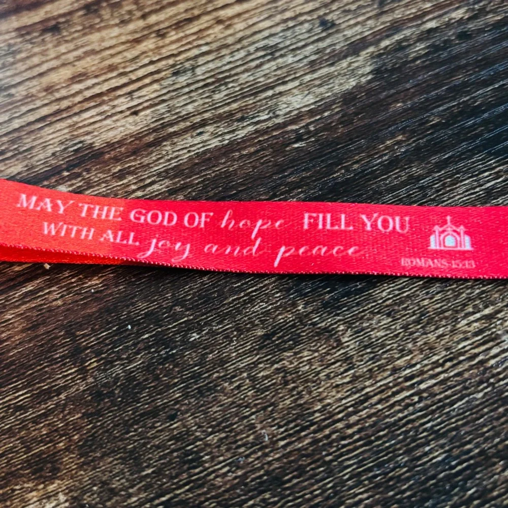 Red Romans 15:13 Scripture Fabric Wristlet Lanyard Keychain Clasp